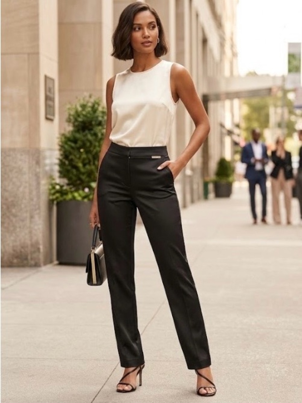 ANTONIO MELANI Black Tailored Straight-Leg Trousers 844
